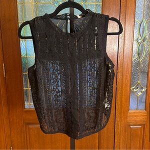 NWOT - Free People black lace Tea Party Top